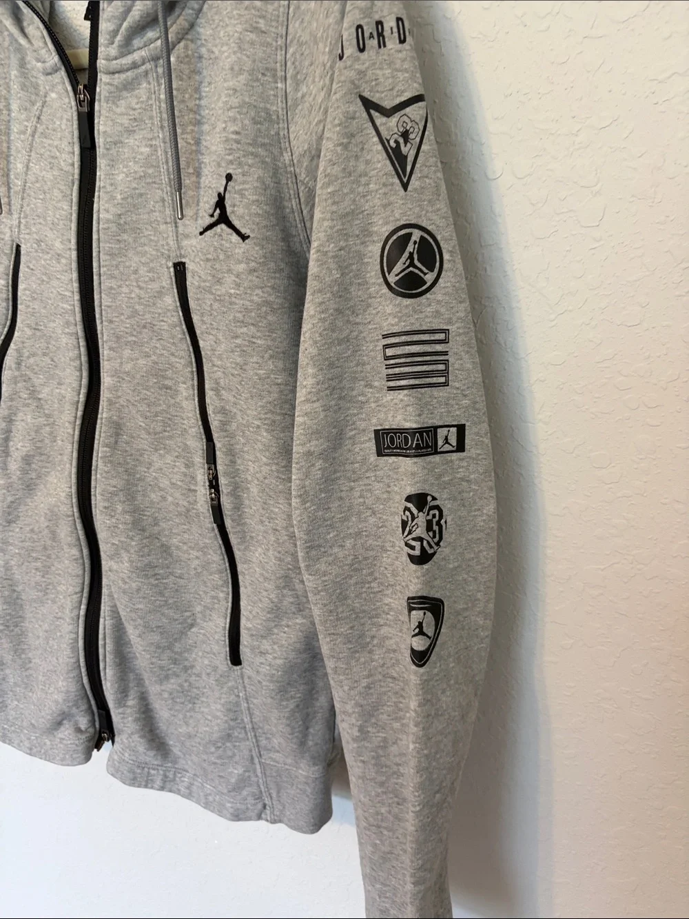 Jordan Flight Tech Full-Zip Hoodie Gray Black Logo Sleeve Size Small